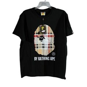 NWT A Bathing Ape BAPE Check By Bathing Ape Black Tee Brand New Sz M